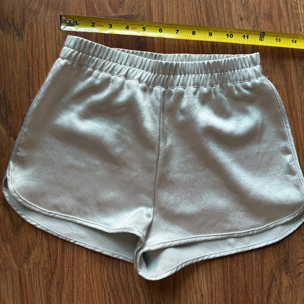 American Apparel Silver Shorts in silky satin fabric